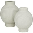 thumbnail image 5 of CosmoLiving by Cosmopolitan 11", 9"H Ribbed White Ceramic Vase, Set of 2, 5 of 7