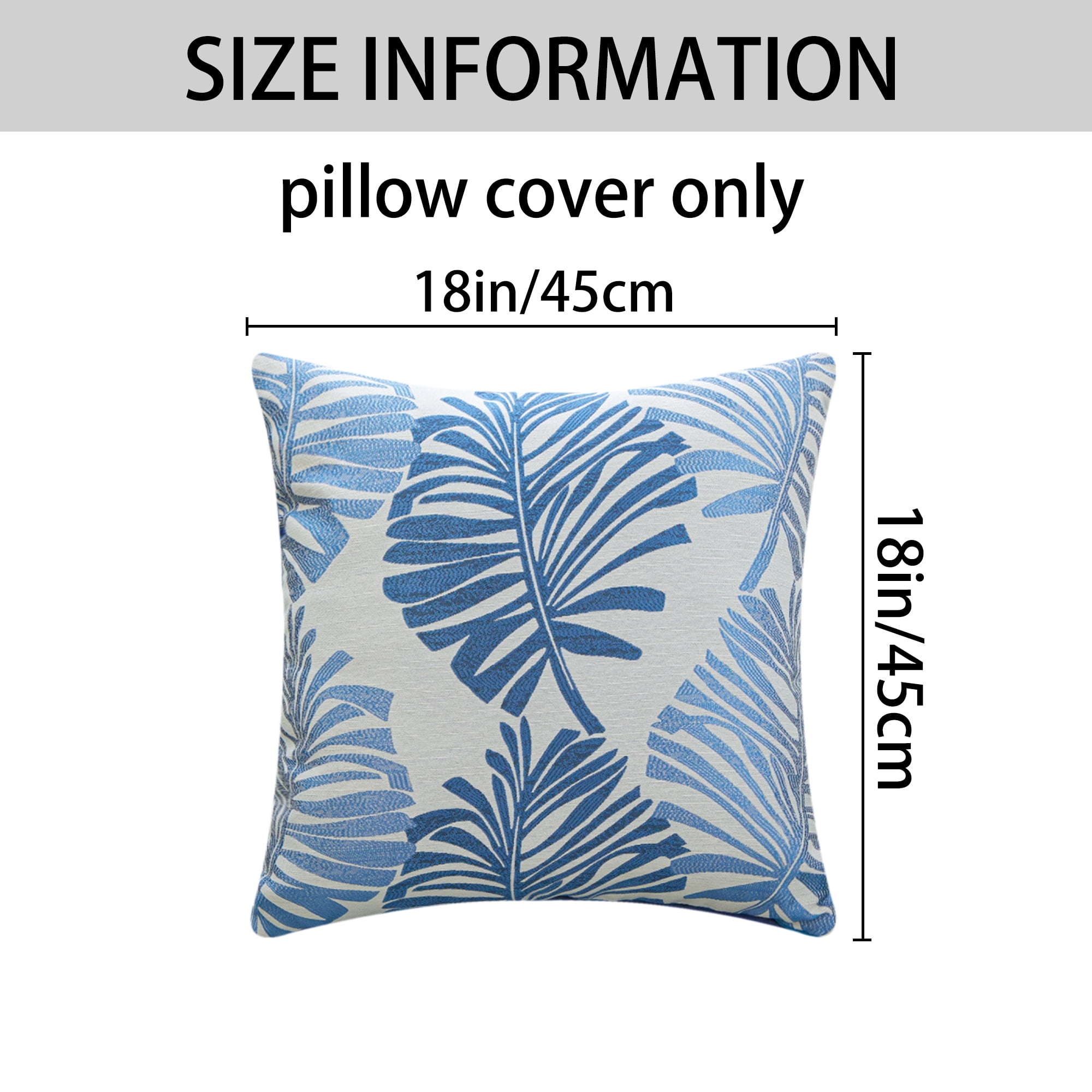 Unique Bargains 4 Pcs Soft Palm Leaf Pattern Cushion Case Blue/Red 18" x 18"
