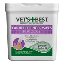 Vet's Best Ear Cleansing Relief Finger Wipes for Dogs - 50 Disposable Wipes