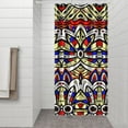 thumbnail image 3 of Small Stall Narrow Shower Curtain 36"W x 72"L – Tropical Bohemian Leaves, Mid-Century Abstract Boho Botanical Bathroom Decor, Vintage Floral Palm Leaf Pattern, Rustic Tribal Folk Style, 3 of 4