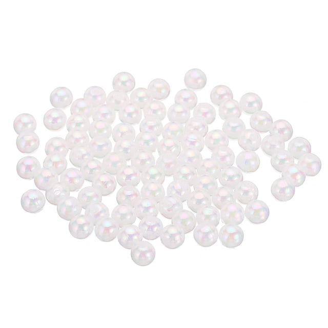Unique Bargains 6mm Acrylic Beads for Jewelry Making, 300 Pack Acrylic Round Beads for Bracelets Style 1, White AB Color