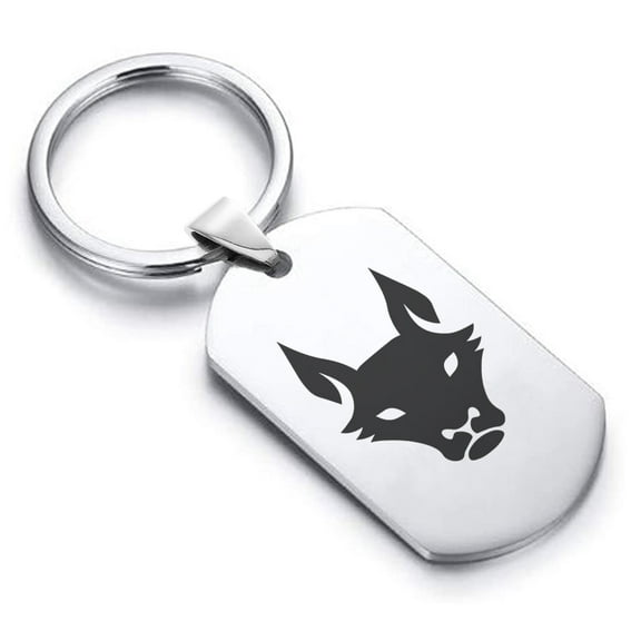 Stainless Steel Year of the Dog Zodiac Dog Tag Keychain Circle Ring