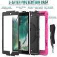 thumbnail image 4 of Case for iPad 6th / 5th Gen (2018 2017) / iPad Air 2 / iPad Pro 9.7 inch with Screen Protector, 360 Degree Rotating Kickstand Hand Strap Shockproof Cover with Shoulder Strap, Rose, 4 of 7