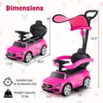 thumbnail image 3 of Gymax 3-in-1 Toddler Push Car w/Adjustable Canopy Under Seat Storage Realistic Sounds Pink, 3 of 10