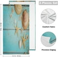 thumbnail image 2 of Sandy Beach Kitchen Hand Towels, Blue Retro Wooden Fingertip Bath Towels Ultra Soft and Absorbent, Decorative Face Towels Dish Washcloths, 2 PCS, 28.3"x 14.4", 2 of 5