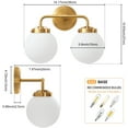 thumbnail image 7 of Bathroom Light Fixtures Gold 2-Light Globe Mordern Vanity Light Fixtures Over Mirror with White Globe Shade, 7 of 7