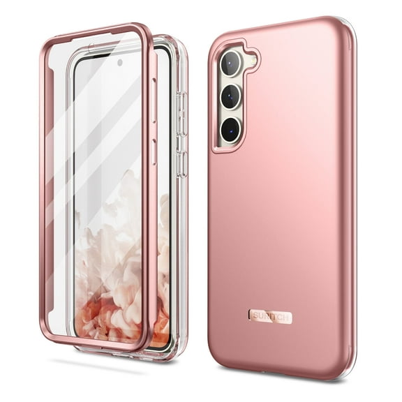 Suritch Cell Phone Case for Samsung Galaxy S23 with Built-in Screen Protector and Dual-Layer Protection, Rugged Full Body Shockproof Protective Cover, Pink