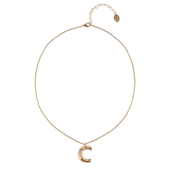 Time and Tru Goldtone Hammered Initial "C" Pendant Necklace