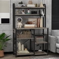 thumbnail image 4 of Bakers Rack with Power Outlet, Modern 6 Tier Microwave Stand Buffet Table Storage Rack with Wire Basket and Hutch, 4 of 10