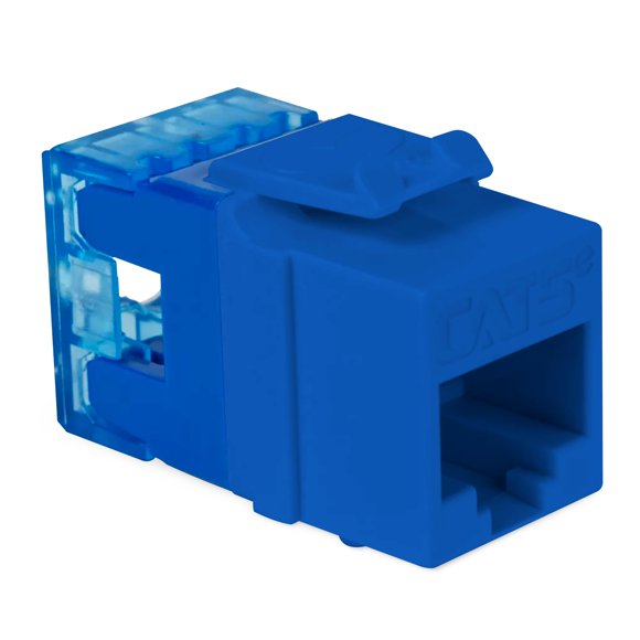 Keystone Jack ICC Cat5e, perfil delgado, 180°, perforado, azul