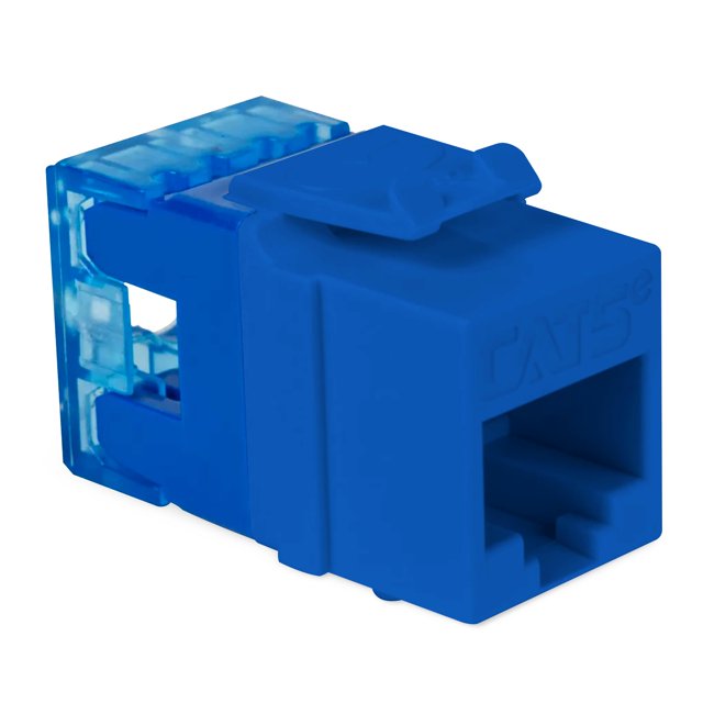 Keystone Jack ICC Cat5e, perfil delgado, 180°, perforado, azul