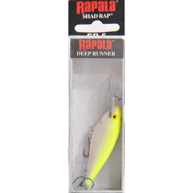 Rapala Shad Rap 05 Crankbait Fishing Lure 2 3/16 oz Silver Fluorescent  Chartreuse 