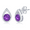 February-Amethyst, variant on Pear-Shaped with Round 5mm Birthstone White Topaz Dainty Stud Earrings Sterling Silver Jewelry for Women or Teens (L-9.6mm x W-6.1mm)