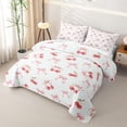 thumbnail image 3 of Erosebridal Cherry Print Quilt King, Cute Kawaii Bow King Coverlet Set, 3-Piece 1 Quilt and 2 Pillowcases, 3 of 7