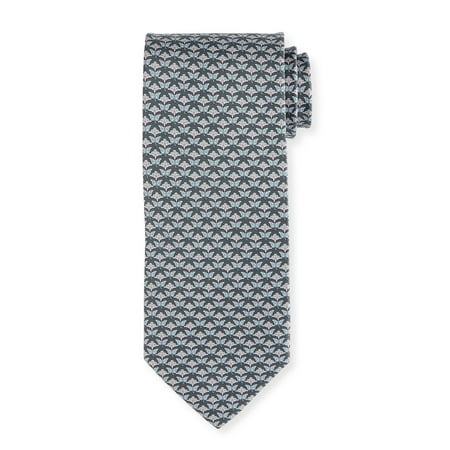 Butterfly Silk Tie - Salvatore Ferragamo Gray Butterfly Silk Skinny Neck Tie