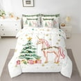thumbnail image 2 of Manfei Kawaii Unicorn 7pcs Bedding Comforter Set,Merry Christmas Queen Bedding Sets,Chic Xmas Tree Gifts Queen Sheet Sets For Kids,Super Cozy Room Decor Reversible, 2 of 8
