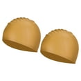 thumbnail image 1 of Gorra de natación de silicona Uxcell, gorra de natación impermeable antideslizante para adultos, para mujeres y hombres, oro, 2 piezas, 1 of 6