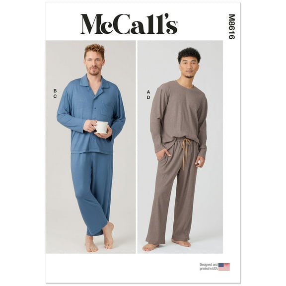 McCall's Sewing Pattern 8616 - Men's Knit Pajamas, Size: A (S-M-L-XL-XXL-XXXL)