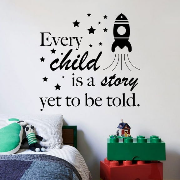 Every Child Is A Story Baby Children Family Quote Quotes Wall Sticker Art Decal for Girls Boys Room Bedroom Nursery Kindergarten Fun Home Decor Stickers Wall Art Vinyl Decoration Size (30x30 inch)