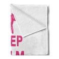 thumbnail image 2 of Keep Calm Soft Flannel Fleece Throw Blanket, Keep Calm and Be a Unicorn Text with Mythological Fairytale Pony Animal, Cozy Plush for Indoor and Outdoor Use, 60" x 80", Pink White, by Ambesonne, 2 of 5