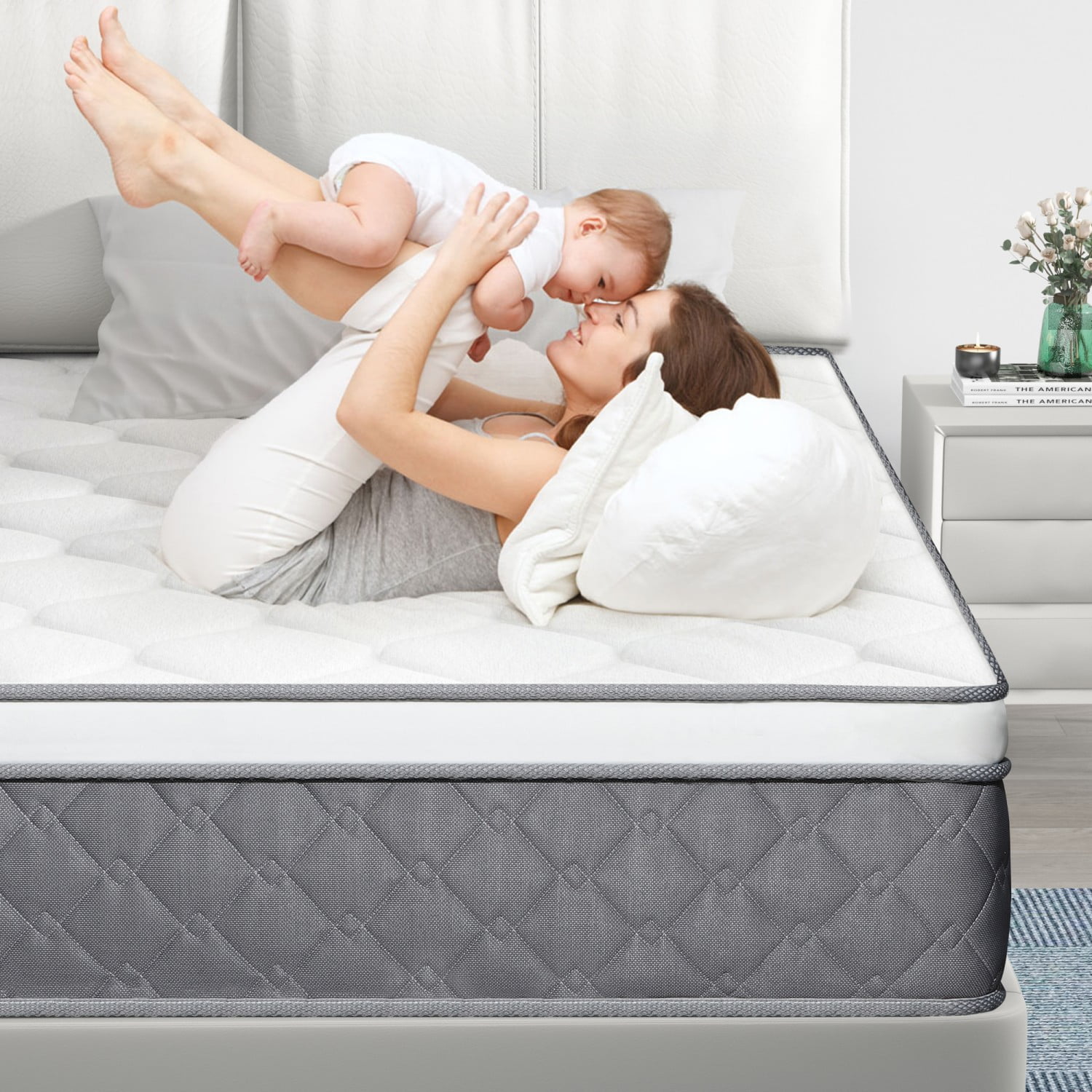 MEANDAROL Cooling Airflow 12" Twin Hybrid Mattress with Cooling Gel Memory Foam — Medium Tension,Individually Wrapped Pocket Springs,Boxed,Adult Exclusive