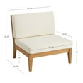 thumbnail image 6 of Linon Cormeer Teak Wood Armless Outdoor Lounge Chair with Cushions, Natural/Antique White, 6 of 6