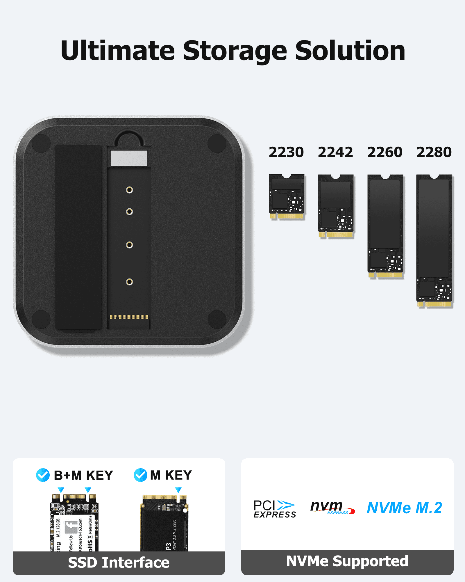 Mac mini M4 Dock, Docking Station Dual Monitor Mac mini Accessories USB C Hub with NVMe SSD Enclosure, 2× USB-A 10Gbps, 3× USB-A 5Gbps, 4K60 HDMI, DisplayPort, SD/TF Card Reader
