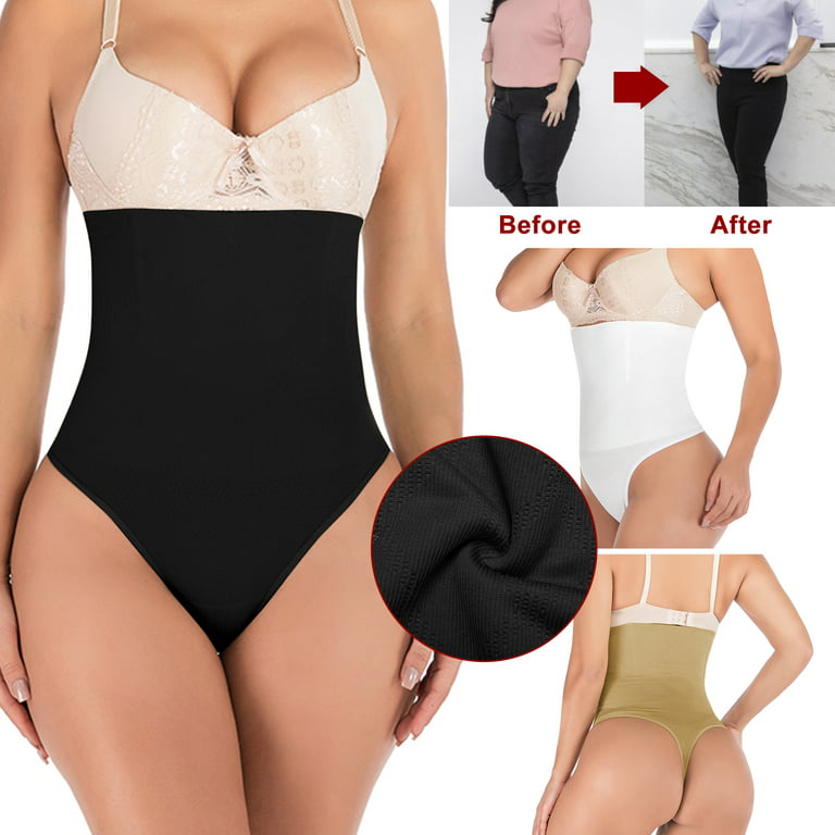 Women's Tummy Control Underwear High Waist Thong Shapewear Slimming Brief Control  Panty, Black, XL/2XL 