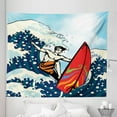 thumbnail image 1 of Surf Tapestry, Summer Themed Abstract Cartoon with Surfer Boy on Vintage Design Ocean Waves Print, Fabric Wall Hanging Decor for Bedroom Living Room Dorm, 5 Sizes, Multicolor, by Ambesonne, 1 of 1