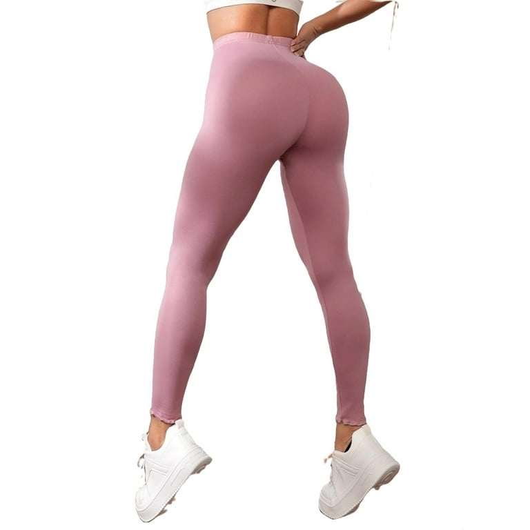 Women's Casual Plain Regular Dusty Pink Leggings Petite XXS