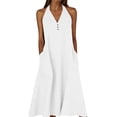 thumbnail image 2 of Uootdi Maxi Dresses for Women Halter Neck Sleeveless Button Detail Dresses Loose Flowy Casual Long Dresses Gift, 2 of 8