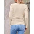 thumbnail image 2 of Weardear 3 Pack Maternity Shirts Long Sleeve Side Ruched Pregnancy Workout Tops with Thumb Hole Casual Crew Neck Tshirts for Women, 2 of 7