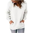 thumbnail image 2 of Oksale V Neck Sweatshirts for Women Loose Long Sleeve Sweatshirt Solid Color Sports Pullover with 2 Pockets Cozy Classic Fit Tops 2025, 2 of 9