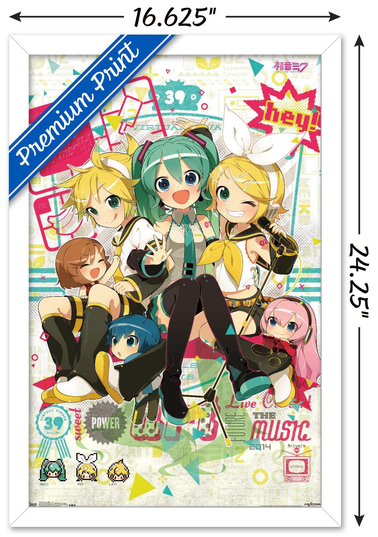 Hatsune Miku - Hey Wall Poster, 14.725" x 22.375", Framed
