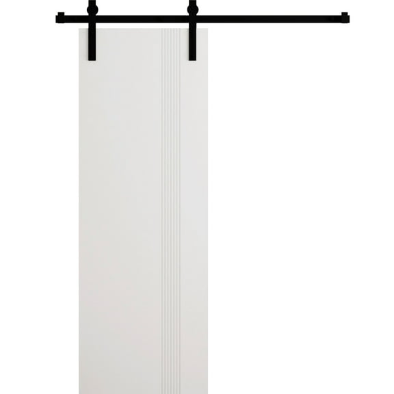 Modern Barn Door 36 x 80 in - LUNO 1110 Arctic White - 6.6FT Rail Track Heavy Hardware Set - Solid Panel Interior Doors