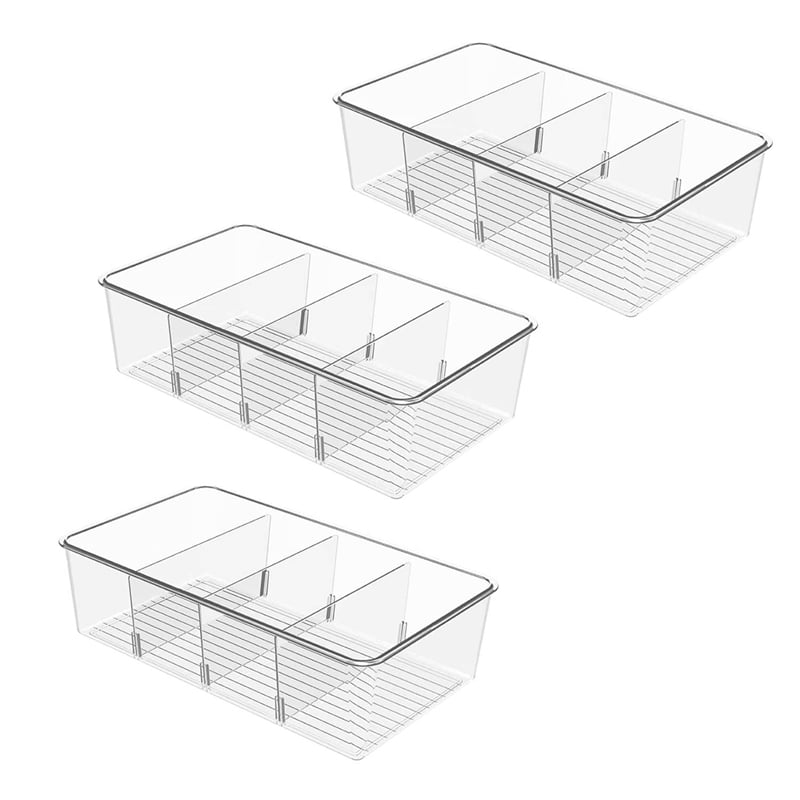 3 Refrigerator Storage Organizer Bins Clear Organizer for Pantry with