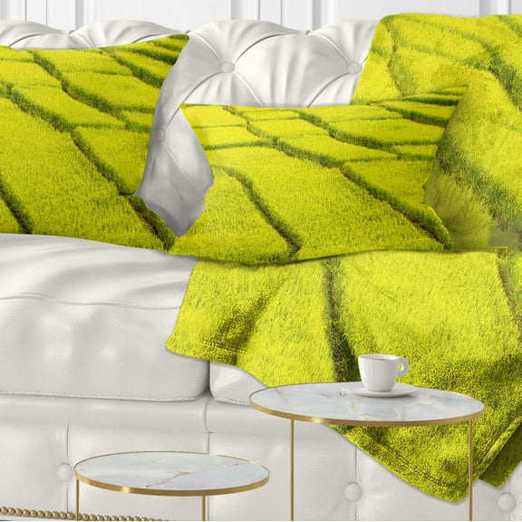 Designart Rice Field View - Landscape Photography Throw Pillow - 12x20