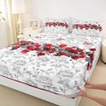 thumbnail image 3 of Castle Fairy Flower Rose 4pcs Bed Sheets for Female Men Adults,Chic Floral Blossoms King Sheets,Grey Red Super Cozy Sheet Set,Breathable Home Decor, 3 of 7