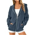 thumbnail image 1 of MeetoTime Veste Sweat à Manches Longues pour Femmes Automne Tendance Décontractée à Capuche Zippée avec Poches, 1 of 5