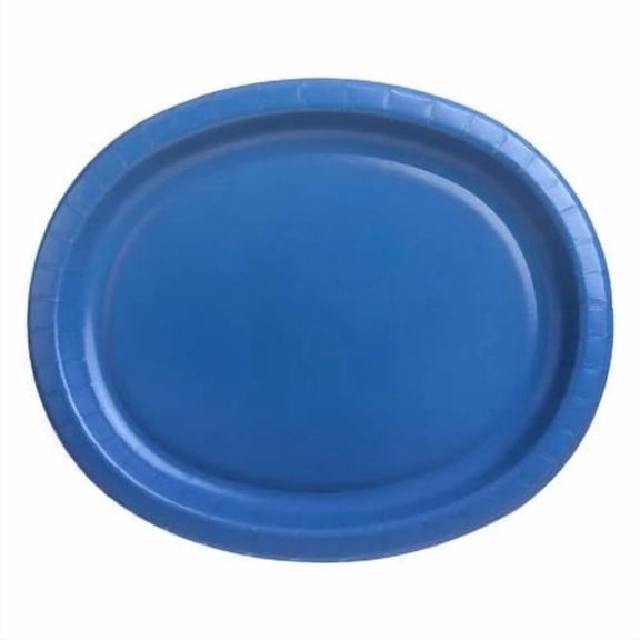 EcoQuality 12"x10" Oval Blue Paper Plates – Disposable Plate for Appetizers, Salads, Desserts, Parties, Catering, Weddings, Buffets, Everyday Use, Tableware for Events (126)
