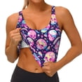 thumbnail image 3 of Balery Skull mushroom colorful cute Pattern Racerback Sports Bras for Women - Padded Seamless High Impact Support for Yoga Gym Workout Fitness-Large, 3 of 8