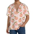 thumbnail image 3 of Honeii 's Peach With Leaves for men's short-sleeved button-up collared shirt featuring a pocket, perfect for beach vacations, and travel adventures., 3 of 5