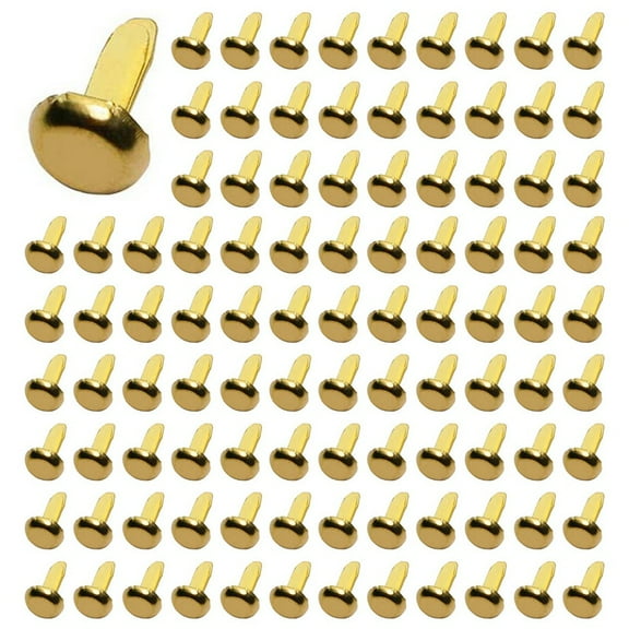 500pcs 1/2 Inch Brass Paper Fasteners, Mini Paper Fasteners for Handicraft Projects, 8 X 14 mm (Gold),500 x Pushpin,Gold