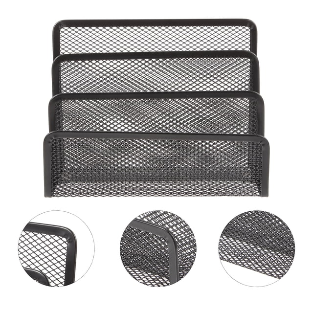Vertical Desk File Organizer, 3 Sections Metal Mesh Desktop File Folder Bookshelf, File Holder File Organizer For Desk