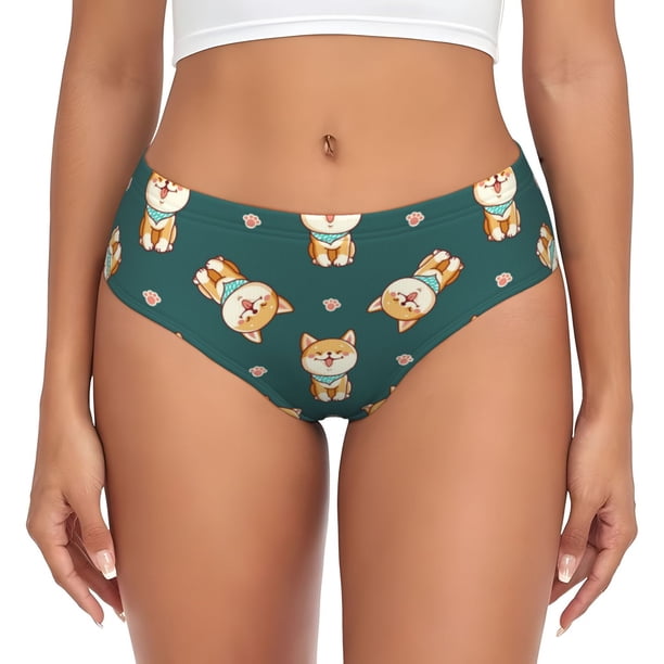 Fotbe Cute Shiba Calzones Estampados para Mujer – Ropa Interior de Algodón, Cómoda, Suave y Elástica-3X-Large