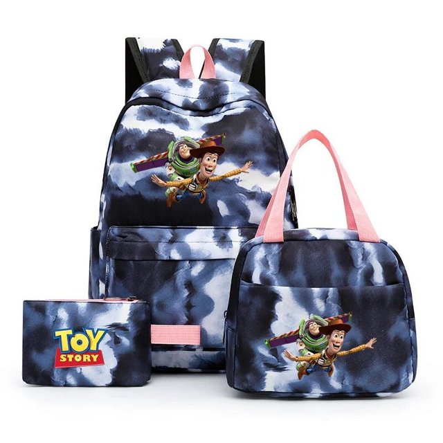 3pcs Disney Toy Story Buzz Lightyear Colorful Backpack with Lunch Bag for Women Student Teenagers Rucksack School Bags Sets