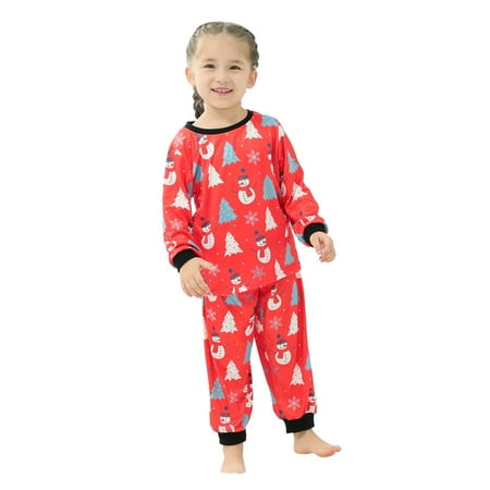 

Rovga Matching Family Christmas Pajamas Set Children Kids Print Blouse Tops Pants Xmas Family Pajamas Loungewear Sleepwear Family Holiday Outfits