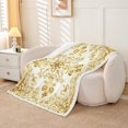 Damask Fleece Blanket Queen 90"X90" Botanical Exotic Sherpa Blanket