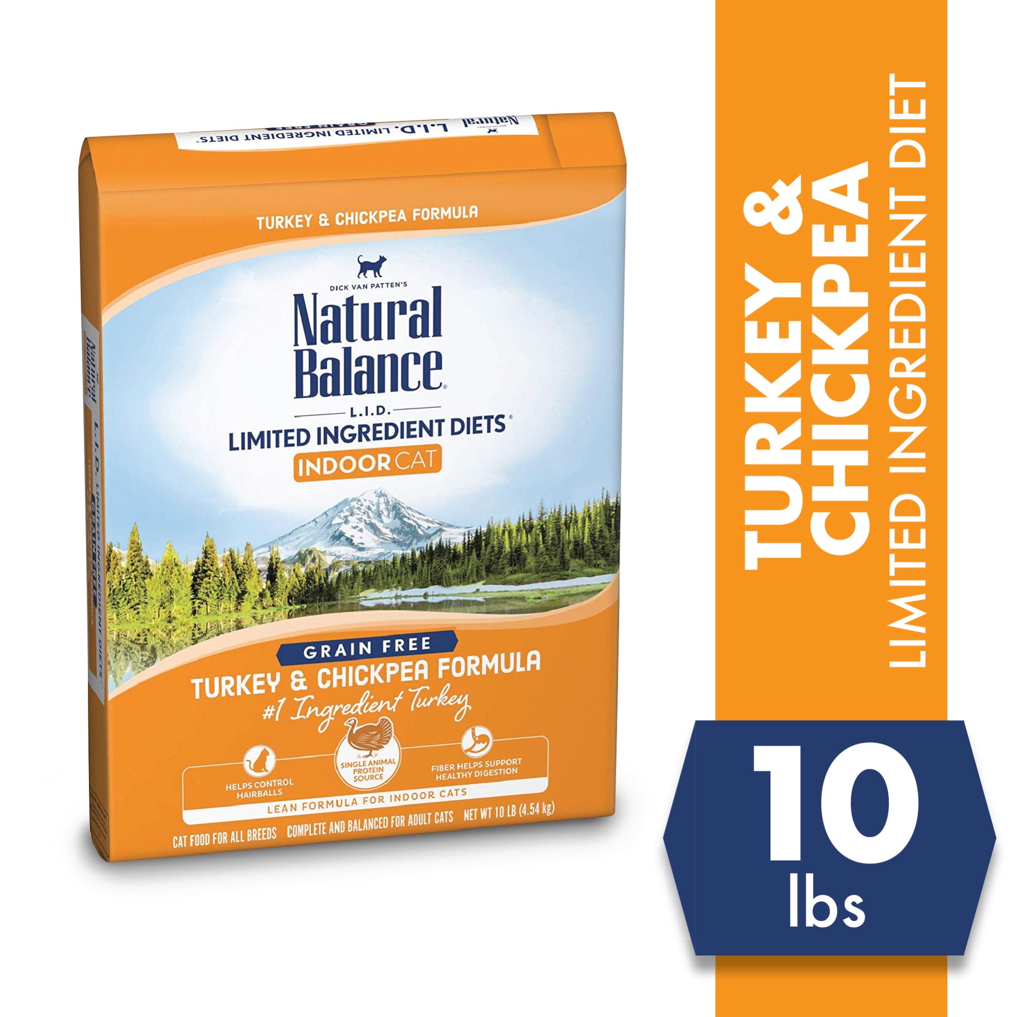 Natural Balance Limited Ingredient Diets Dry Cat Food for Indoor Cats, Turkey & Chickpea Formula, 10-Pound