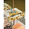 thumbnail image 2 of Outdoor Tablecloth with Umbrella Hole for Patio/Picnic/Party/Camping, Gnomes Sunflowers Waterproof Table Cloth Square Cover Washable, Country Yellow Floral Bees Vintage (54"x 54"), 2 of 8